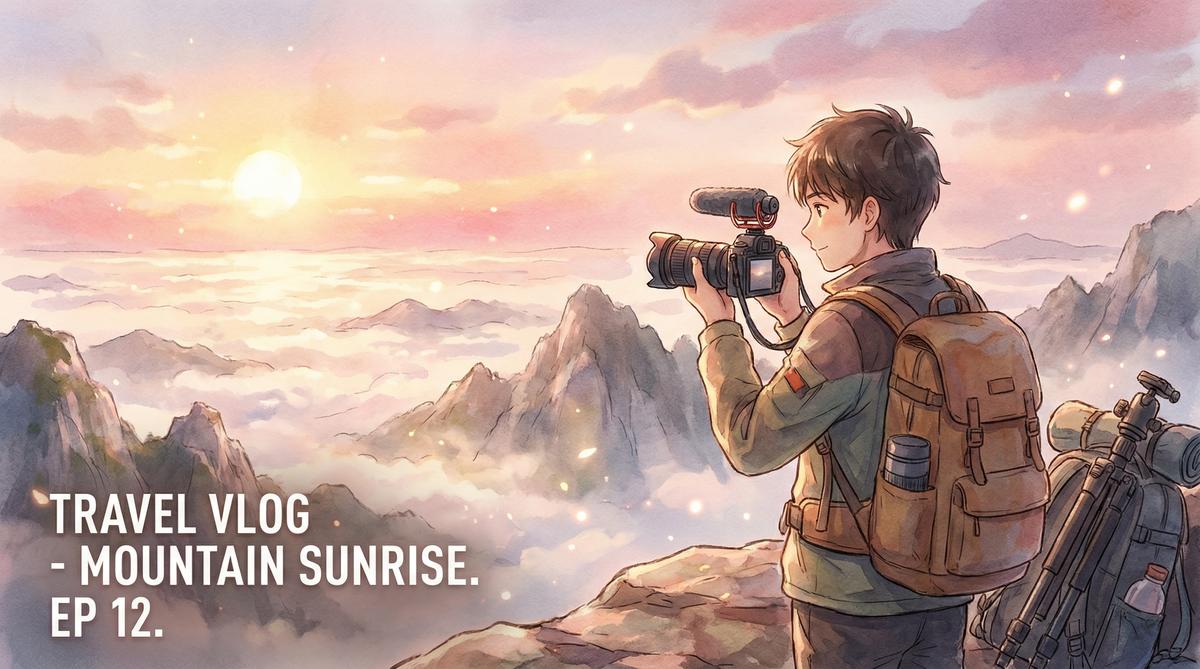 抖音风旅行视频分享山顶日出